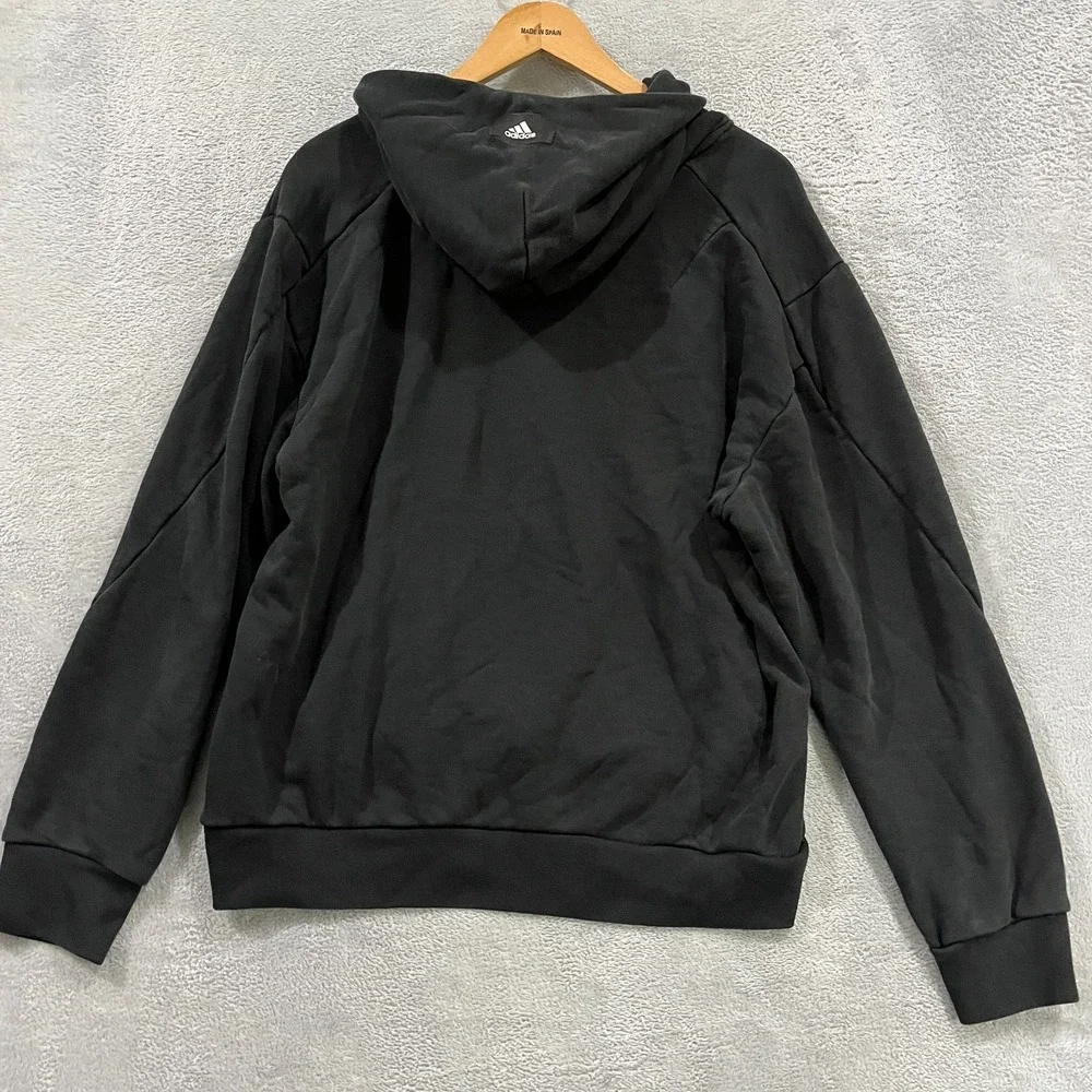 Adidas Hoodie Mens Large Black White Pullover Workout Gym‎ Casual
